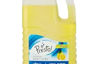 Amazon Brand – Presto! Disinfectant Surface & Floor Cleaner | Citrus | 5 Litre | Kills 99.9% Germs | Suitable For Floor & Bathroom Surfaces Like Ceramic, Marble, Granite, Mosaic
