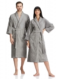 Amazon Brand – Solimo 100% Cotton Unisex Bathrobe, Ash Grey, Large